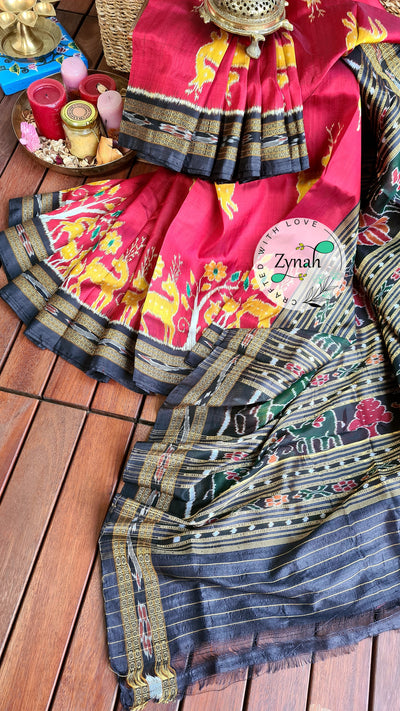 Zynah Handwoven Khandua Silk Saree; Custom Stitched/Ready-made Blouse, Fall, Petticoat; Shipping available USA, Worldwide
