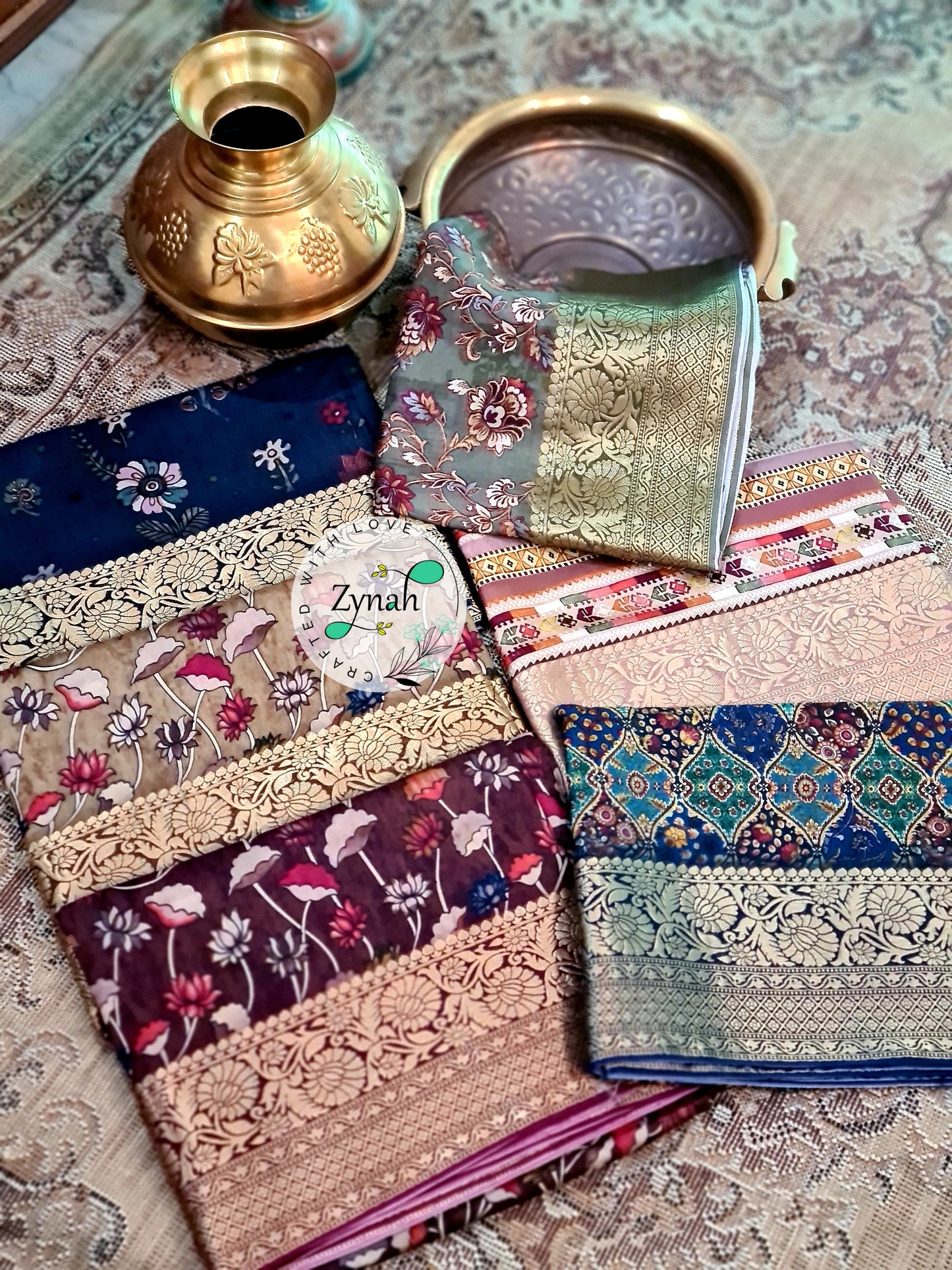 Zynah Pure Munga Silk Saree with Trendy prints & Zari Weave Border; Custom Stitched/Ready-made Blouse, Fall, Petticoat; Shipping available USA, Worldwide