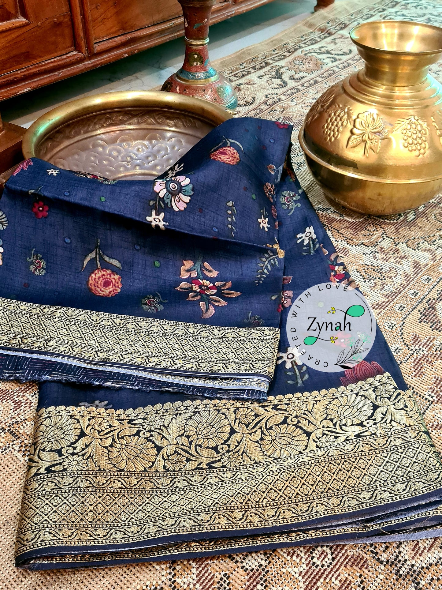Zynah Pure Munga Silk Saree with Trendy prints & Zari Weave Border; Custom Stitched/Ready-made Blouse, Fall, Petticoat; Shipping available USA, Worldwide