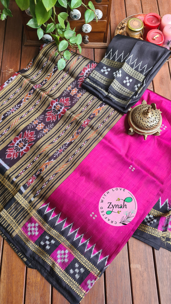 Zynah Handwoven Khandua Silk Saree; Custom Stitched/Ready-made Blouse, Fall, Petticoat; Shipping available USA, Worldwide