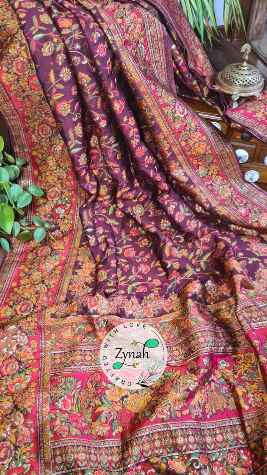 Zynah Pure Kani Silk Cotton Saree with Grand Pallu; Custom Stitched/Ready-made Blouse, Fall, Petticoat; Shipping available USA, Worldwide