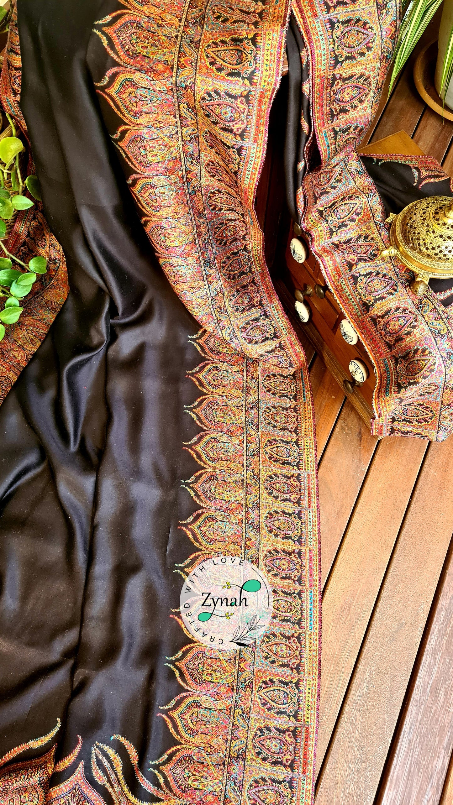 Zynah Pure Silk Kani Jamawar Saree with Grand Pallu & Border; Custom Stitched/Ready-made Blouse, Fall, Petticoat; Shipping available USA, Worldwide