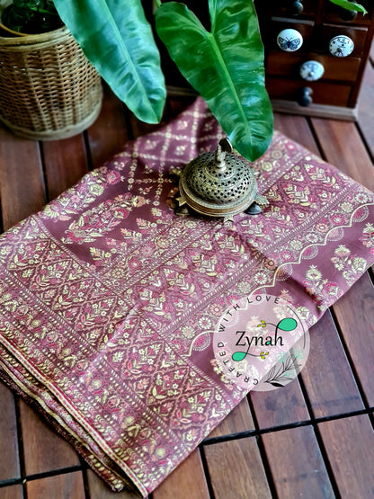 Zynah Pure Silk Kani Jamawar Style Saree with Grand Pallu & Border; Custom Stitched/Ready-made Blouse, Fall, Petticoat; Shipping available USA, Worldwide