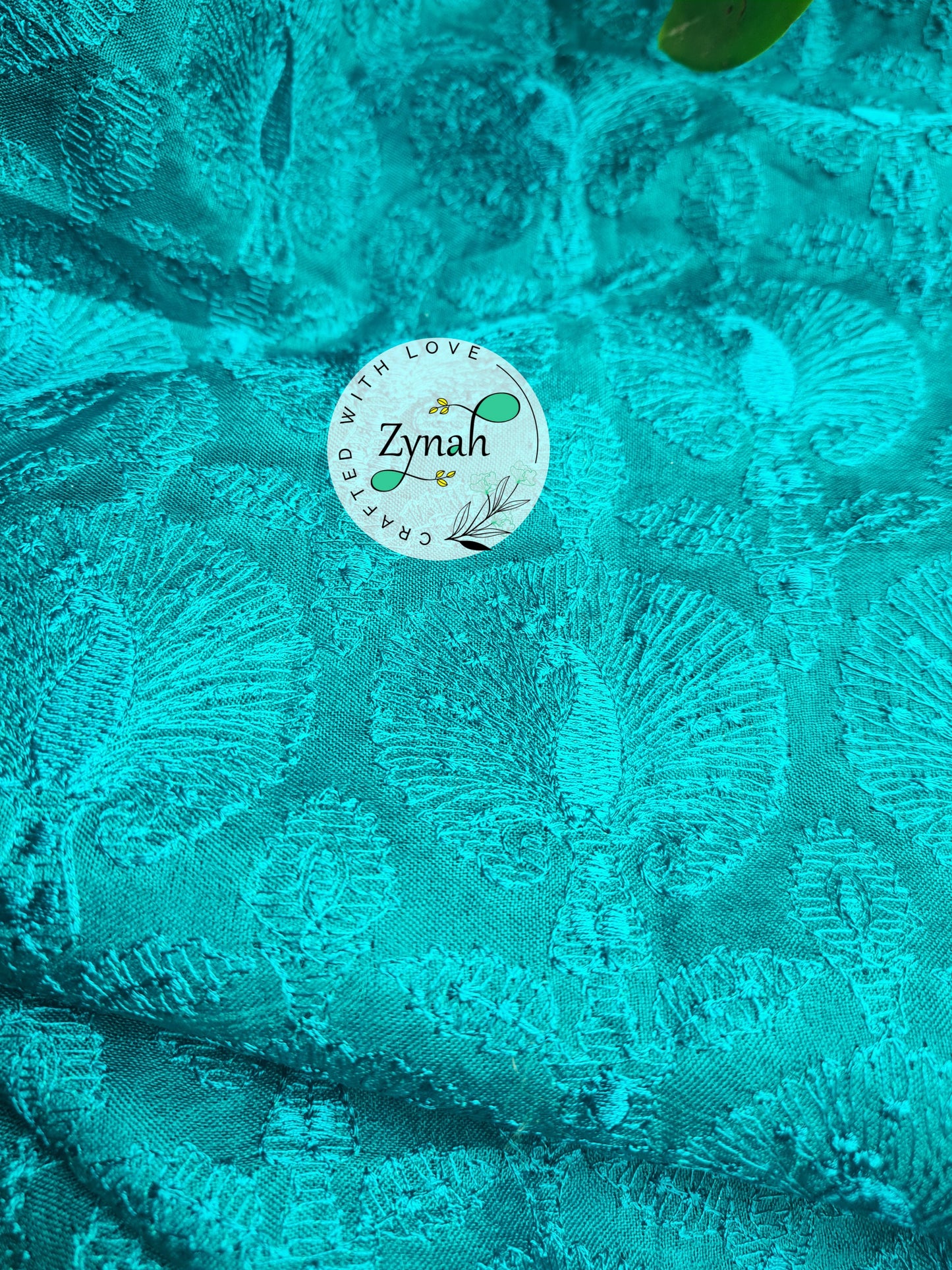Zynah Designer Pure Kora Silk Saree with Scalloped Border & Thread Embroidery; Custom Stitched/Ready-made Blouse, Fall, Petticoat; Shipping available USA, Worldwide