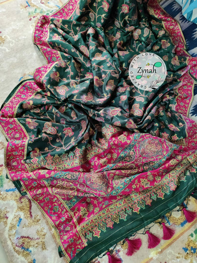 Zynah Pure Kani Silk Cotton Saree with Grand Pallu; Custom Stitched/Ready-made Blouse, Fall, Petticoat; Shipping available USA, Worldwide