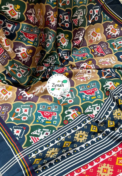 Zynah Pure Gajji Silk Patan Patola Saree with Tissue Zari Pallu; Custom Stitched/Ready-made Blouse, Fall, Petticoat; Shipping available USA, Worldwide