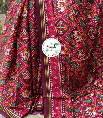 Zynah Pure Gajji Silk Patan Patola Saree with Tissue Zari Pallu; Custom Stitched/Ready-made Blouse, Fall, Petticoat; Shipping available USA, Worldwide