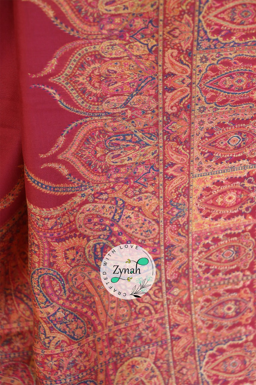 Zynah Pure Silk Kani Jamawar Saree with Grand Pallu & Border; Custom Stitched/Ready-made Blouse, Fall, Petticoat; Shipping available USA, Worldwide