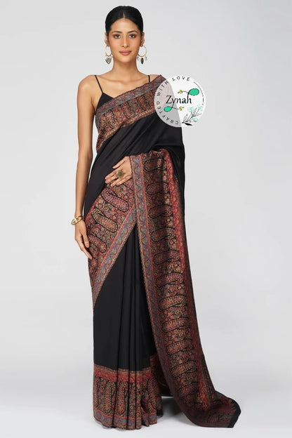 Zynah Pure Silk Kani Jamawar Saree with Grand Pallu & Border; Custom Stitched/Ready-made Blouse, Fall, Petticoat; Shipping available USA, Worldwide