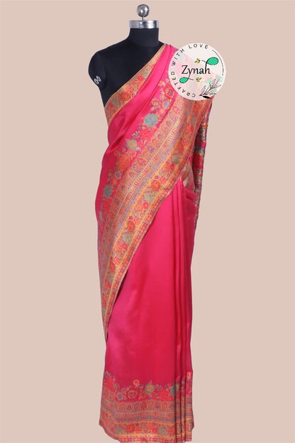 Zynah Pure Silk Kani Jamawar Saree with Grand Pallu & Border; Custom Stitched/Ready-made Blouse, Fall, Petticoat; Shipping available USA, Worldwide