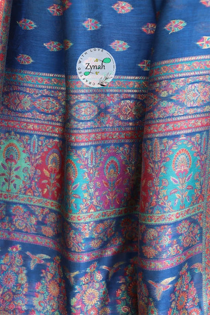 Zynah Pure Silk Kani Jamawar Saree with Butis Body, Grand Pallu & Border; Custom Stitched/Ready-made Blouse, Fall, Petticoat; Shipping available USA, Worldwide