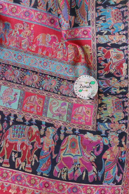Zynah Pure Silk Kani Jamawar Saree with Butis Body, Grand Pallu & Border; Custom Stitched/Ready-made Blouse, Fall, Petticoat; Shipping available USA, Worldwide