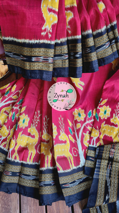 Zynah Handwoven Khandua Silk Saree; Custom Stitched/Ready-made Blouse, Fall, Petticoat; Shipping available USA, Worldwide