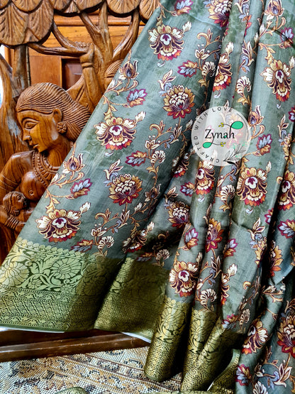 Zynah Pure Munga Silk Saree with Trendy prints & Zari Weave Border; Custom Stitched/Ready-made Blouse, Fall, Petticoat; Shipping available USA, Worldwide