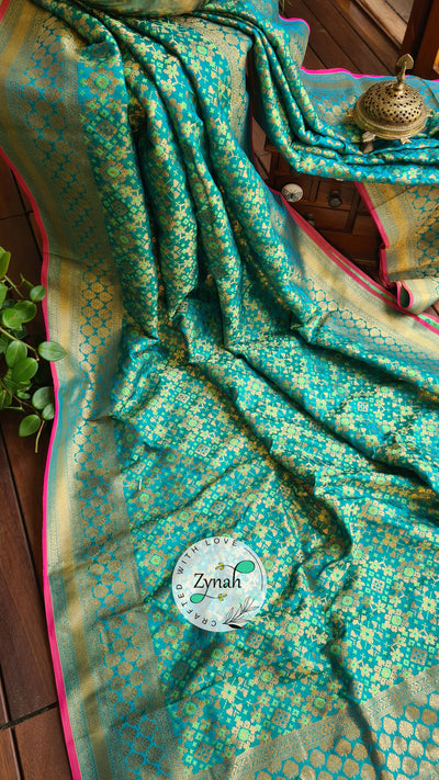 Zynah Pure Soft Silk Banarasi Saree with Patan Patola Weave; Custom Stitched/Ready-made Blouse, Fall, Petticoat; Shipping available USA, Worldwide
