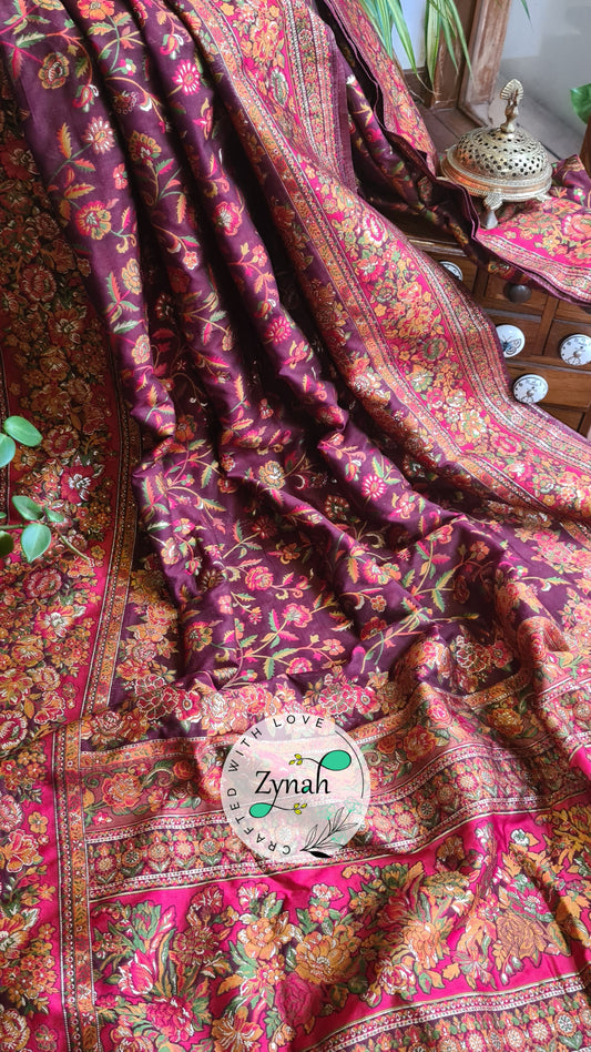 Zynah Pure Kani Silk Cotton Saree with Grand Pallu; Custom Stitched/Ready-made Blouse, Fall, Petticoat; Shipping available USA, Worldwide
