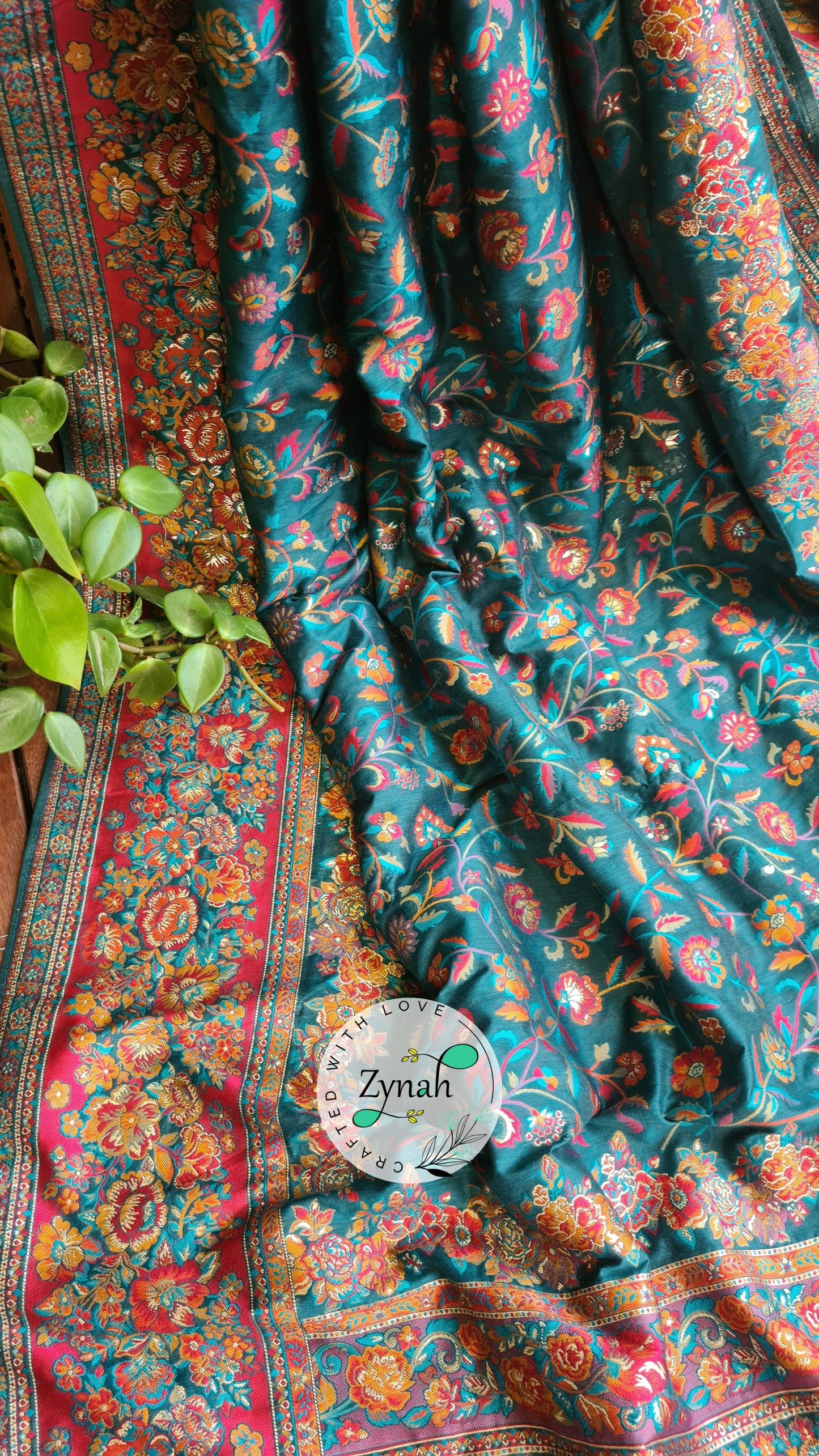 Zynah Pure Kani Silk Cotton Saree with Grand Pallu; Custom Stitched/Ready-made Blouse, Fall, Petticoat; Shipping available USA, Worldwide