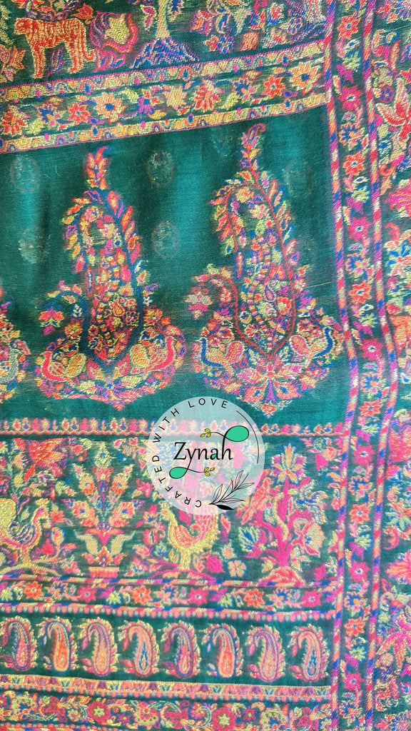 Zynah Pure Kani Silk Saree with Grand Pallu; Custom Stitched/Ready-made Blouse, Fall, Petticoat; Shipping available USA, Worldwide