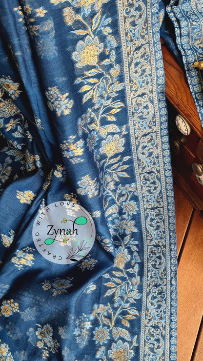 Zynah Pure Raw Silk Kani Saree with Grand Pallu; Custom Stitched/Ready-made Blouse, Fall, Petticoat; Shipping available USA, Worldwide