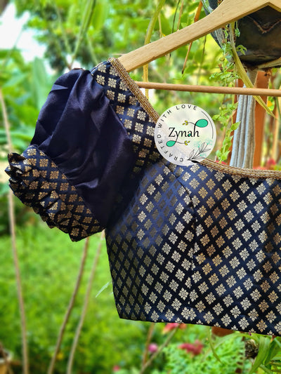 Zynah Pre-order Pure Silk Black Color Blouse with Butis weave; Shipping available USA & Worldwide