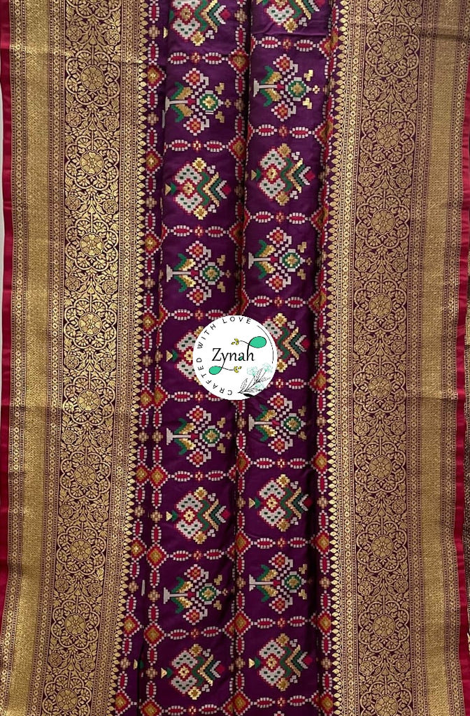 Zynah Pure Banarasi Soft Silk Saree with Patan Patola Weave; Custom Stitched/Ready-made Blouse, Fall, Petticoat; Shipping available USA, Worldwide