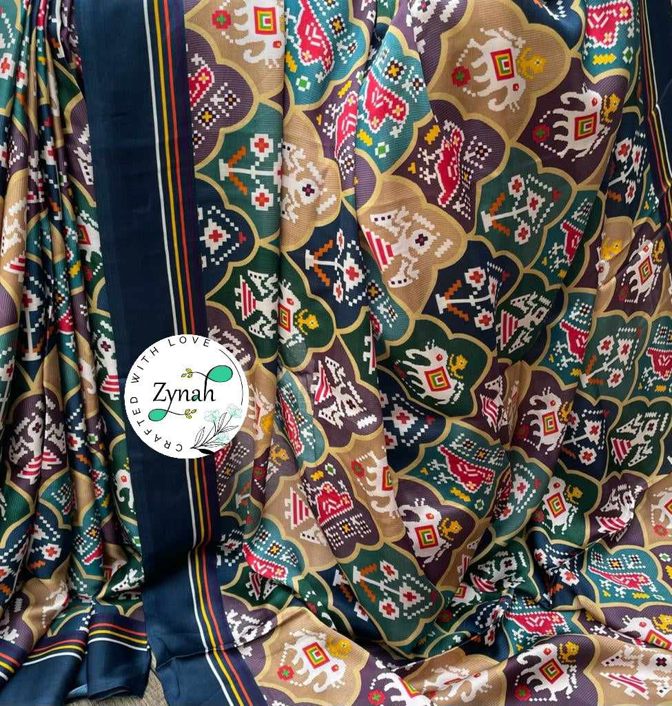 Zynah Pure Gajji Silk Patan Patola Saree with Tissue Zari Pallu; Custom Stitched/Ready-made Blouse, Fall, Petticoat; Shipping available USA, Worldwide