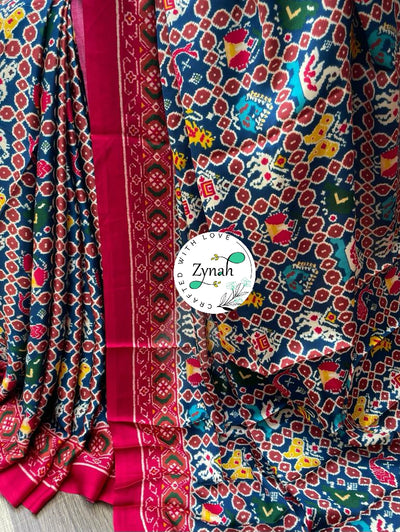 Zynah Pure Gajji Silk Patan Patola Saree with Tissue Zari Pallu; Custom Stitched/Ready-made Blouse, Fall, Petticoat; Shipping available USA, Worldwide