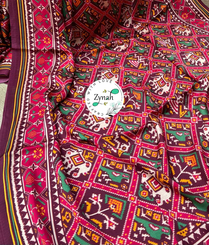 Zynah Pure Gajji Silk Patan Patola Saree with Tissue Zari Pallu; Custom Stitched/Ready-made Blouse, Fall, Petticoat; Shipping available USA, Worldwide