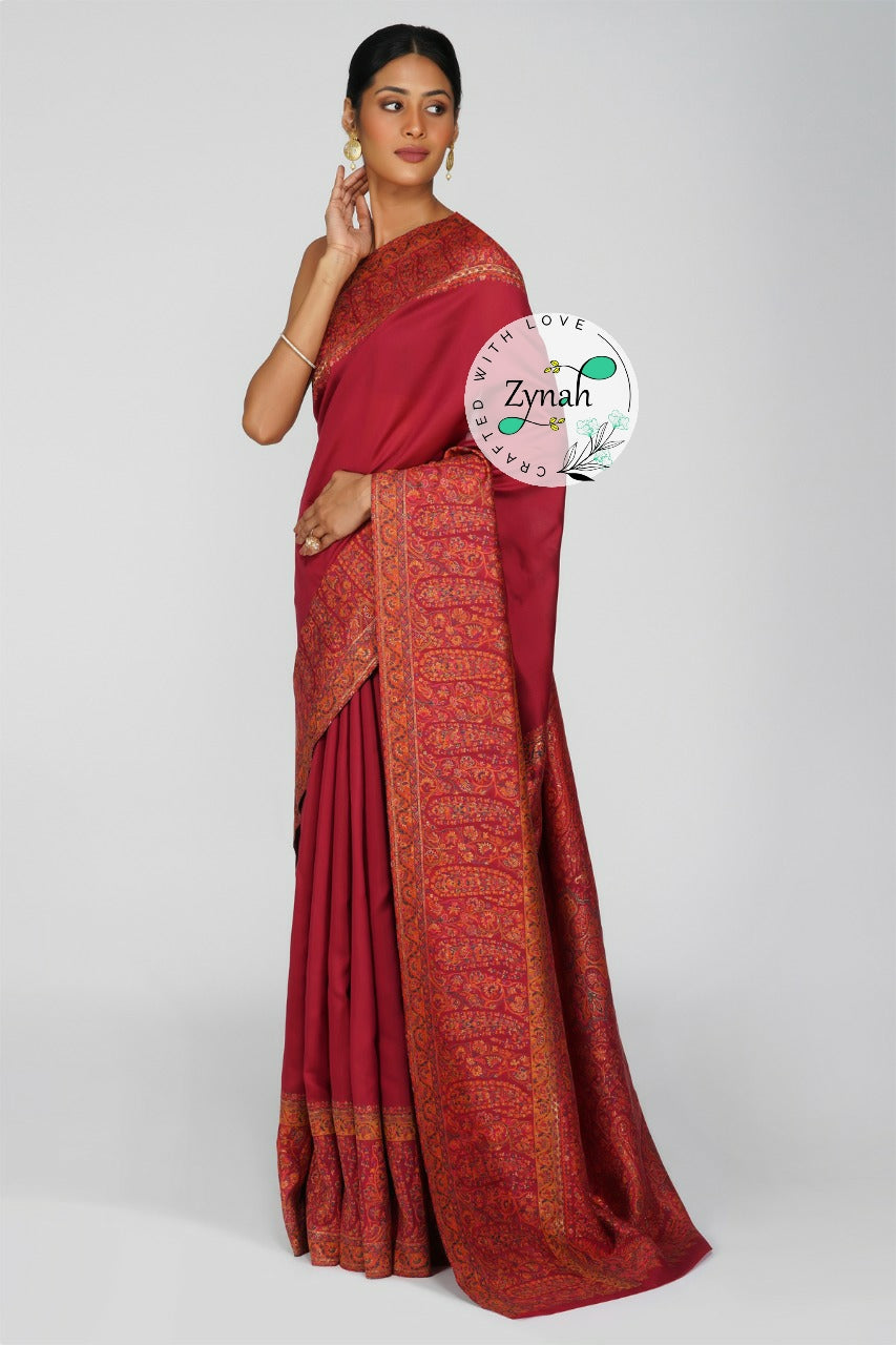 Zynah Pure Silk Kani Jamawar Saree with Grand Pallu & Border; Custom Stitched/Ready-made Blouse, Fall, Petticoat; Shipping available USA, Worldwide