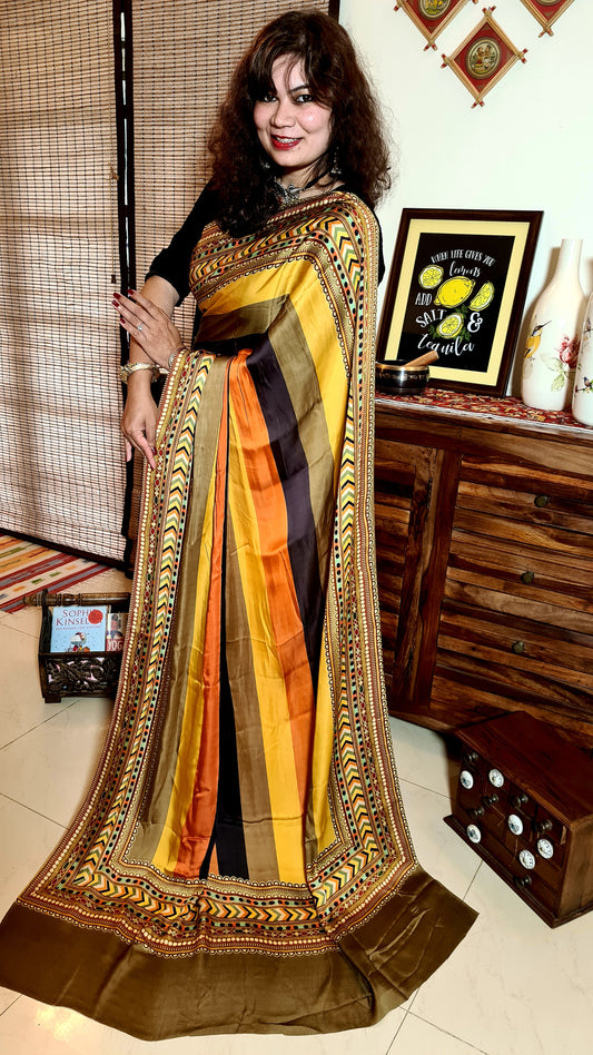 Zynah Pure Satin Silk Digital Printed Saree; Custom Stitched/Ready-made Blouse, Fall, Petticoat; Shipping available USA, Worldwide