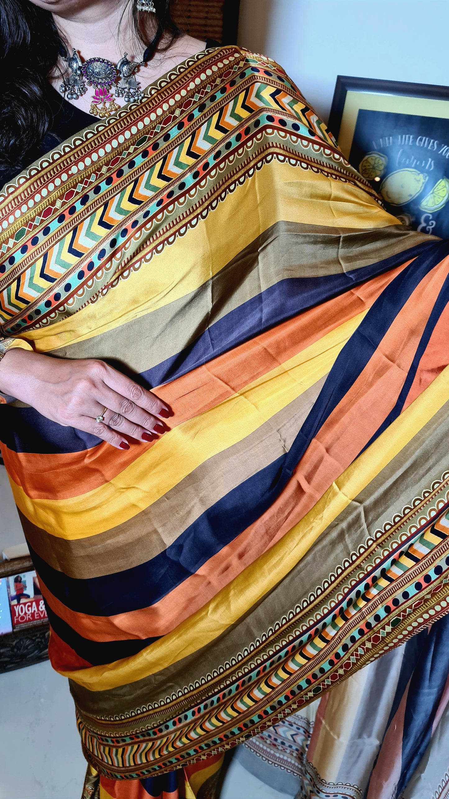 Zynah Pure Satin Silk Digital Printed Saree; Custom Stitched/Ready-made Blouse, Fall, Petticoat; Shipping available USA, Worldwide