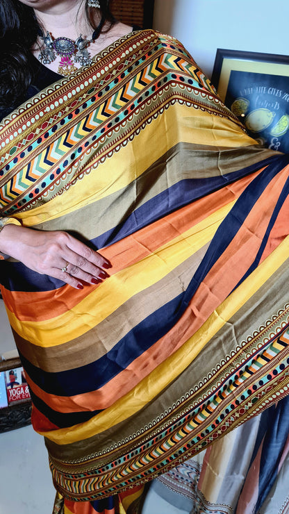 Zynah Pure Satin Silk Digital Printed Saree; Custom Stitched/Ready-made Blouse, Fall, Petticoat; Shipping available USA, Worldwide
