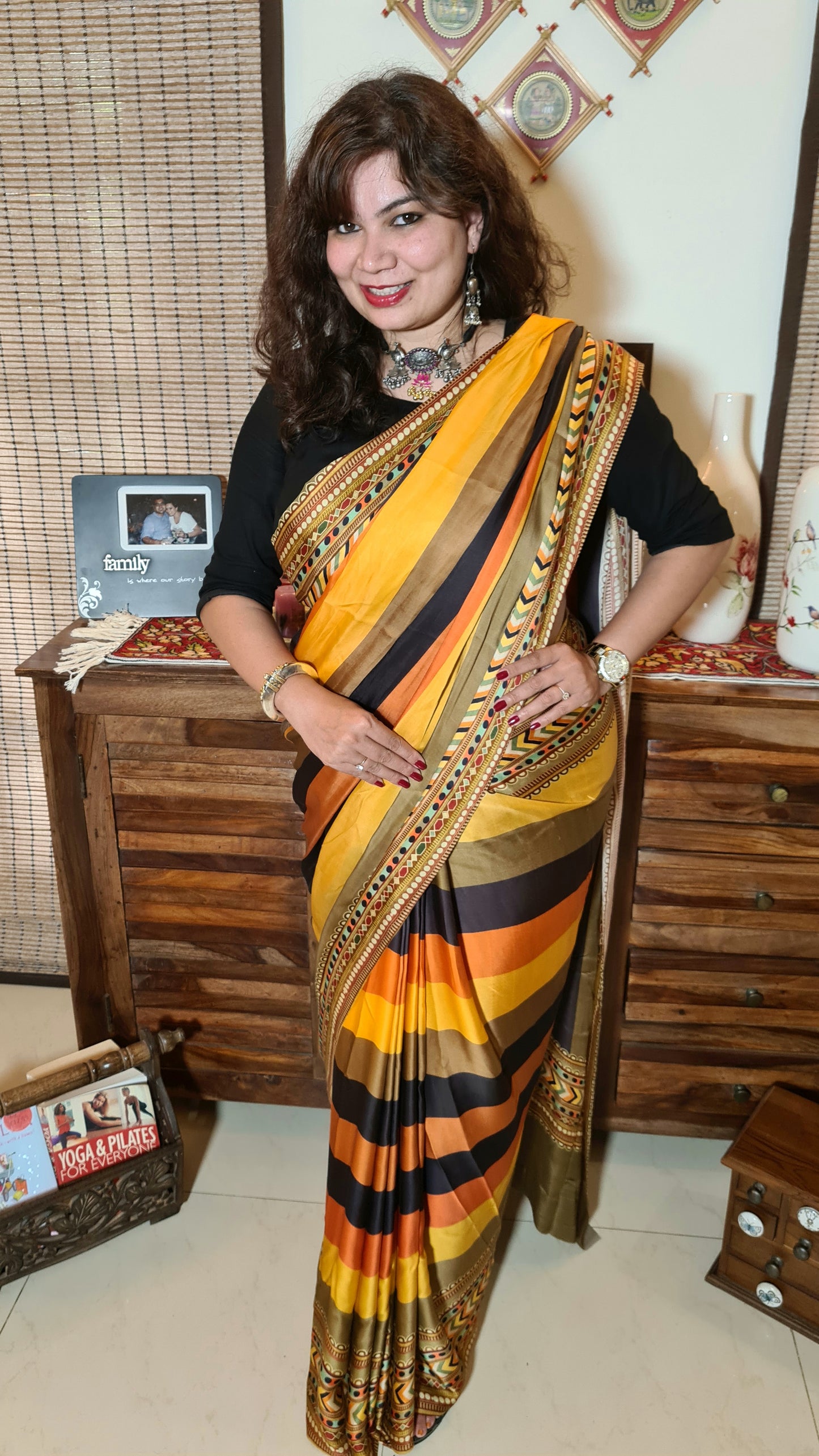 Zynah Pure Satin Silk Digital Printed Saree; Custom Stitched/Ready-made Blouse, Fall, Petticoat; Shipping available USA, Worldwide