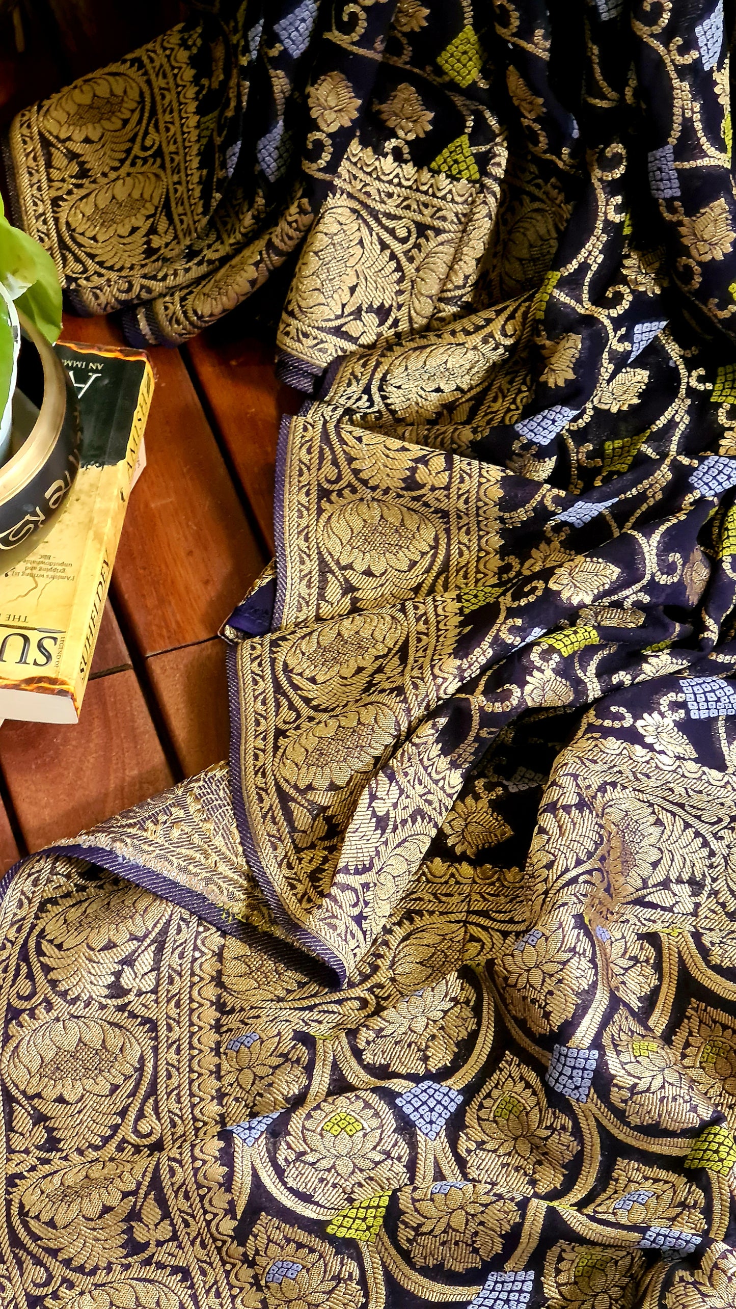 Zynah Pure Khaddi Georgette Saree with Jaal Zari Weave Inspired from Tanishq Jewellery; Custom Stitched/Ready-made Blouse, Fall, Petticoat; Shipping available USA, Worldwide