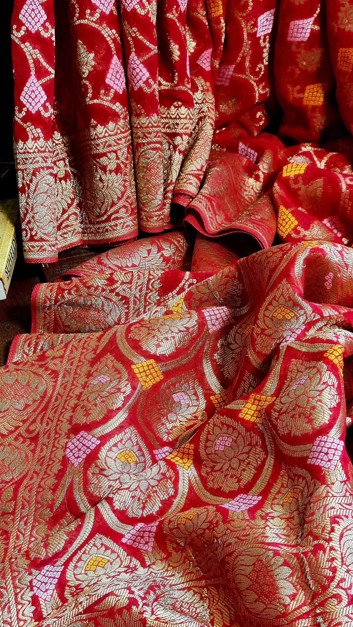 Zynah Pure Khaddi Georgette Saree with Jaal Zari Weave Inspired from Tanishq Jewellery; Custom Stitched/Ready-made Blouse, Fall, Petticoat; Shipping available USA, Worldwide