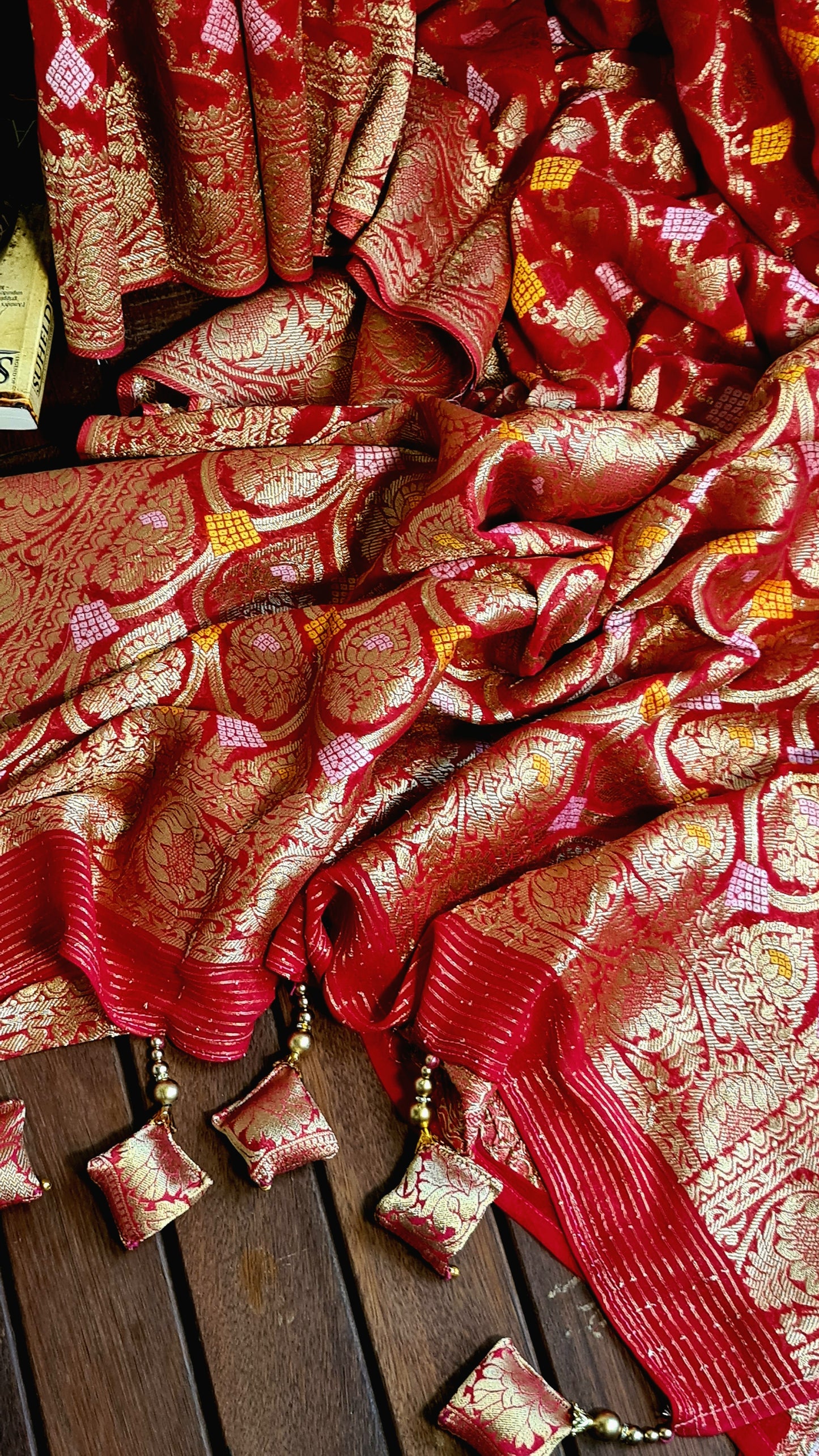 Zynah Pure Khaddi Georgette Saree with Jaal Zari Weave Inspired from Tanishq Jewellery; Custom Stitched/Ready-made Blouse, Fall, Petticoat; Shipping available USA, Worldwide