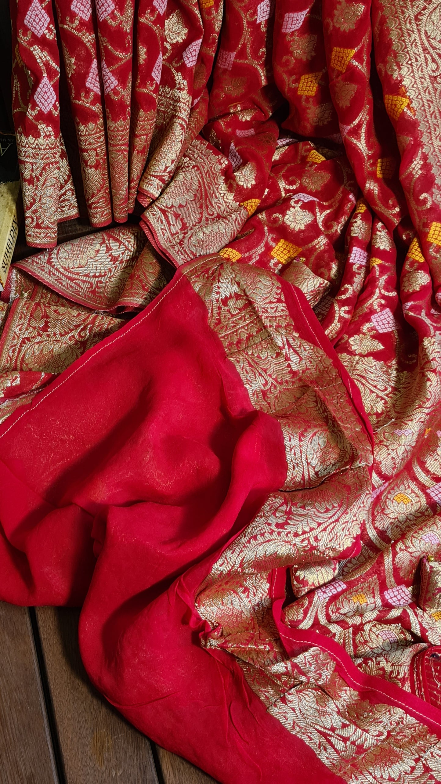 Zynah Pure Khaddi Georgette Saree with Jaal Zari Weave Inspired from Tanishq Jewellery; Custom Stitched/Ready-made Blouse, Fall, Petticoat; Shipping available USA, Worldwide