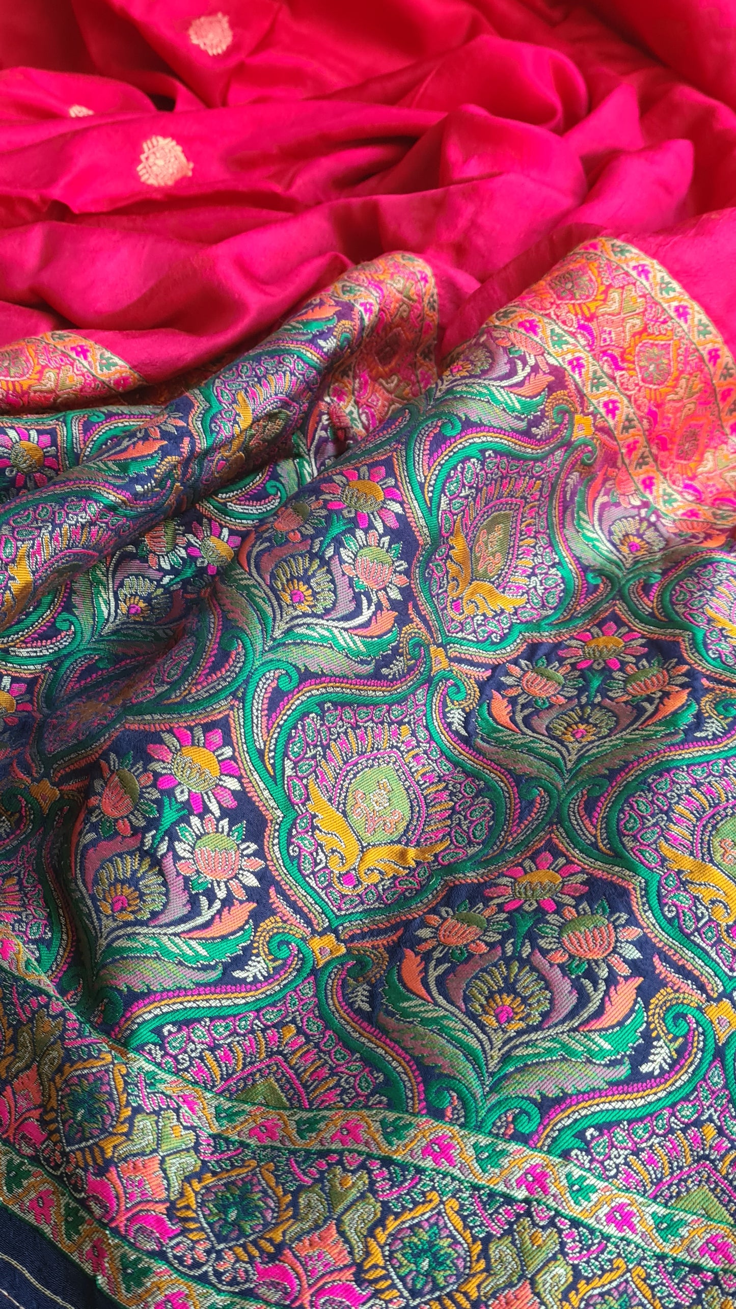 Zynah Pure Russian Silk Saree with Resham Woven Pallu, Brocade & Beads Tassels; Custom Stitched/Ready-made Blouse, Fall, Petticoat; Shipping available USA, Worldwide