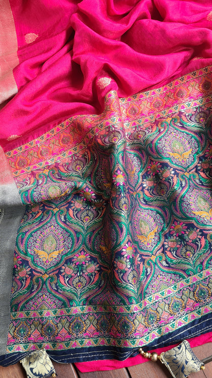 Zynah Pure Russian Silk Saree with Resham Woven Pallu, Brocade & Beads Tassels; Custom Stitched/Ready-made Blouse, Fall, Petticoat; Shipping available USA, Worldwide
