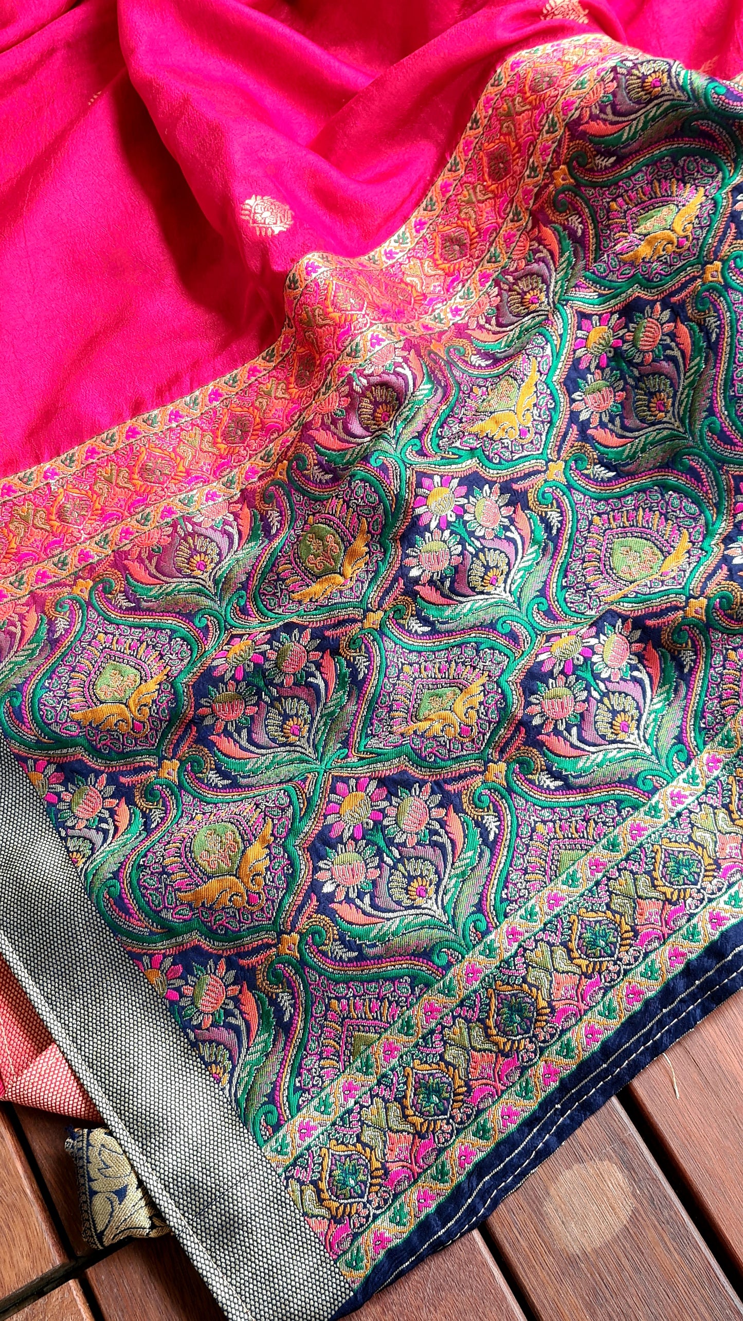 Zynah Pure Russian Silk Saree with Resham Woven Pallu, Brocade & Beads Tassels; Custom Stitched/Ready-made Blouse, Fall, Petticoat; Shipping available USA, Worldwide