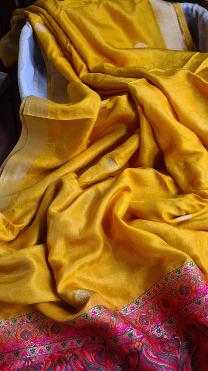 Zynah Pure Russian Silk Saree with Resham Woven Pallu, Brocade & Beads Tassels; Custom Stitched/Ready-made Blouse, Fall, Petticoat; Shipping available USA, Worldwide