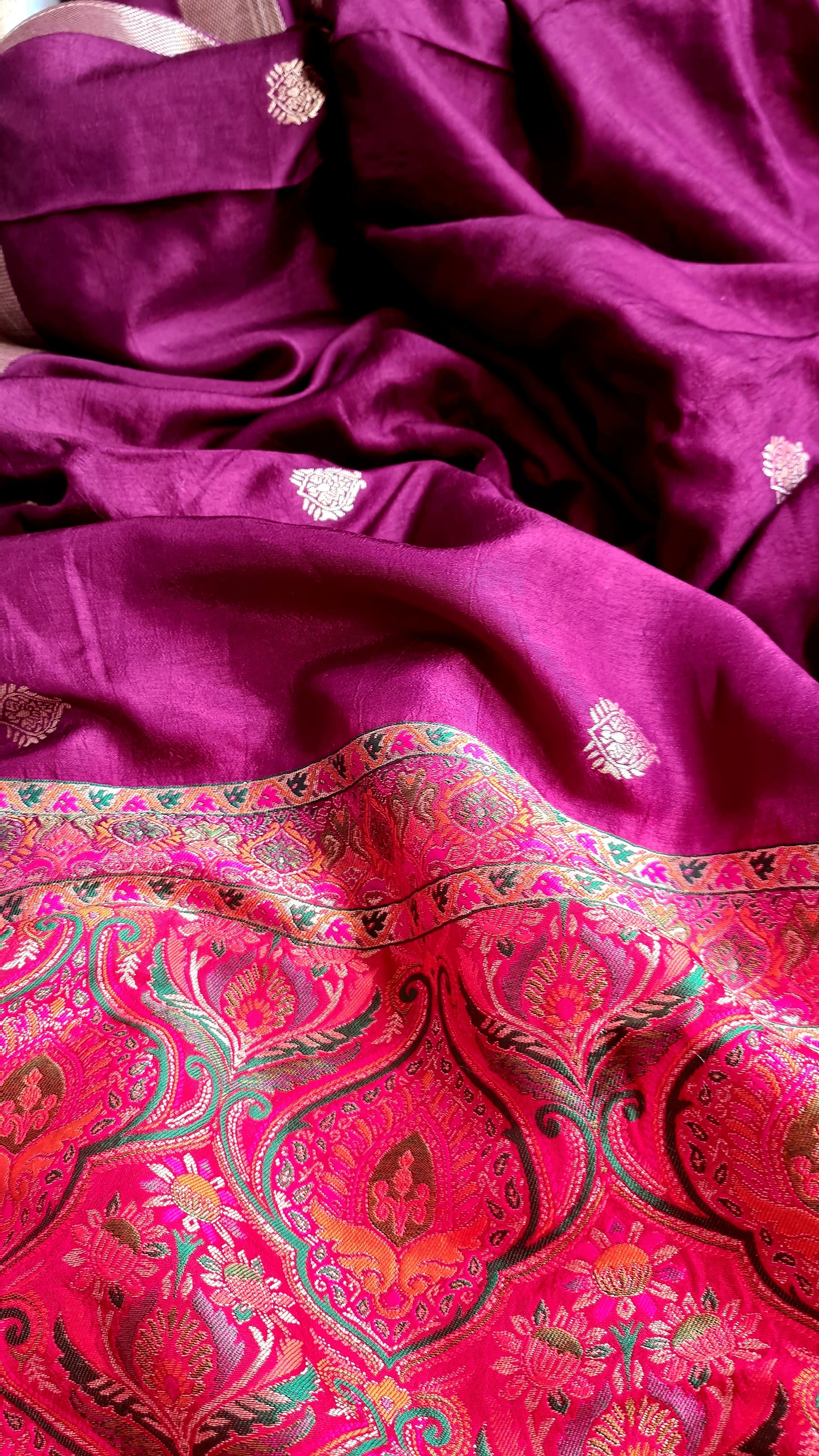 Zynah Pure Russian Silk Saree with Resham Woven Pallu, Brocade & Beads Tassels; Custom Stitched/Ready-made Blouse, Fall, Petticoat; Shipping available USA, Worldwide