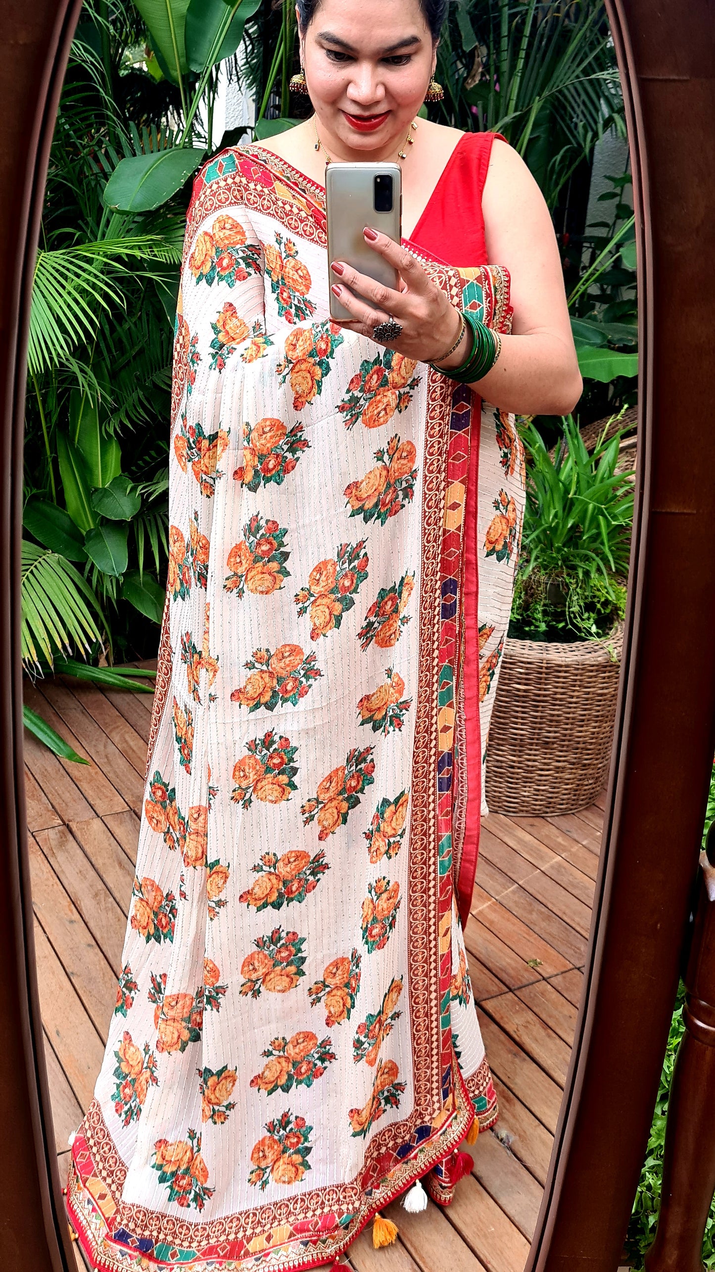 Zynah Pure Georgette Saree with Digital Prints, Sequence & Handcrafted Lace; Custom Stitched/Ready-made Blouse, Fall, Petticoat; Shipping available USA, Worldwide