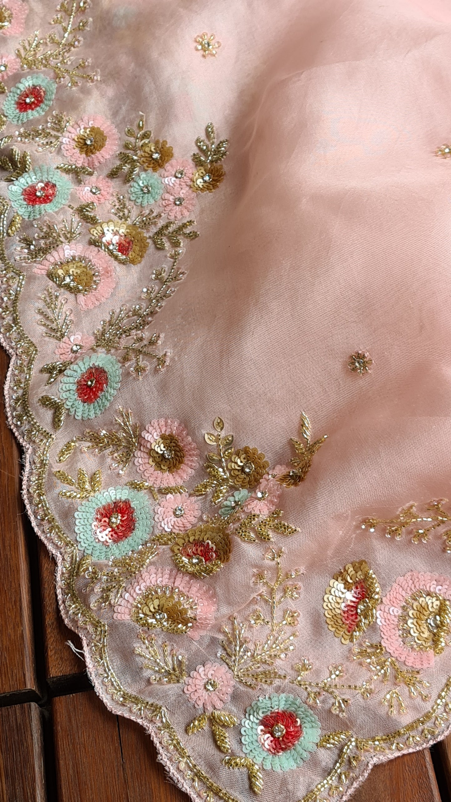 Zynah Pure Organza Silk Saree with Sequence, Beads & Cutdana Work; Custom Stitched/Ready-made Blouse, Fall, Petticoat; Shipping available USA, Worldwide