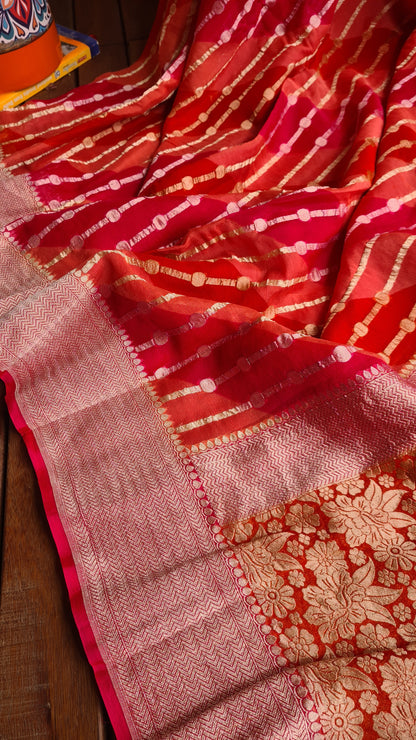 Zynah Khaddi Georgette Saree in Lehariya Weaving; Custom Stitched/Ready-made Blouse, Fall, Petticoat; Shipping available USA, Worldwide