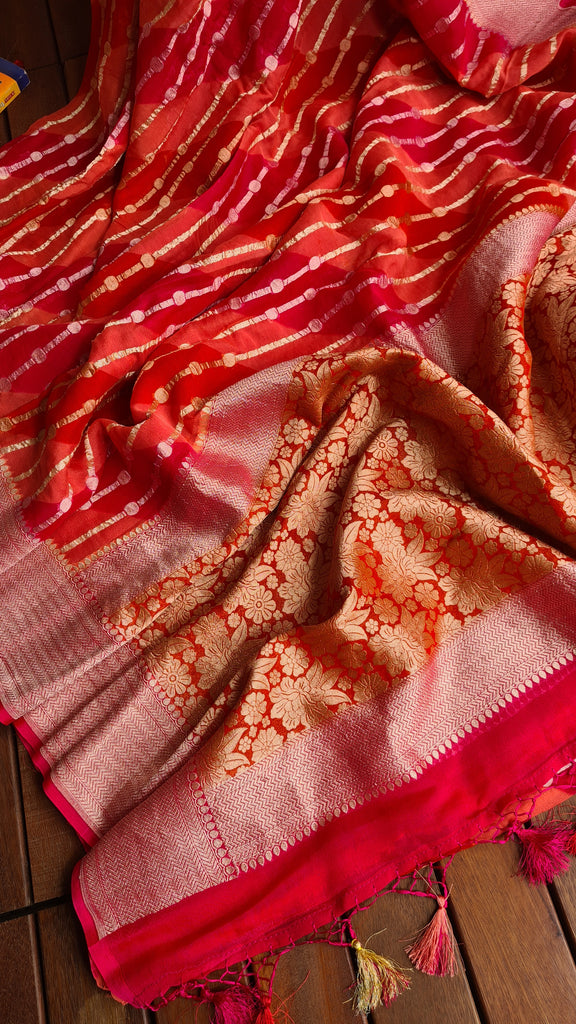 Zynah Khaddi Georgette Saree in Lehariya Weaving; Custom Stitched/Ready-made Blouse, Fall, Petticoat; Shipping available USA, Worldwide