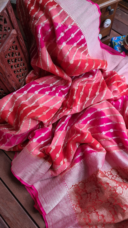 Zynah Khaddi Georgette Saree in Lehariya Weaving; Custom Stitched/Ready-made Blouse, Fall, Petticoat; Shipping available USA, Worldwide