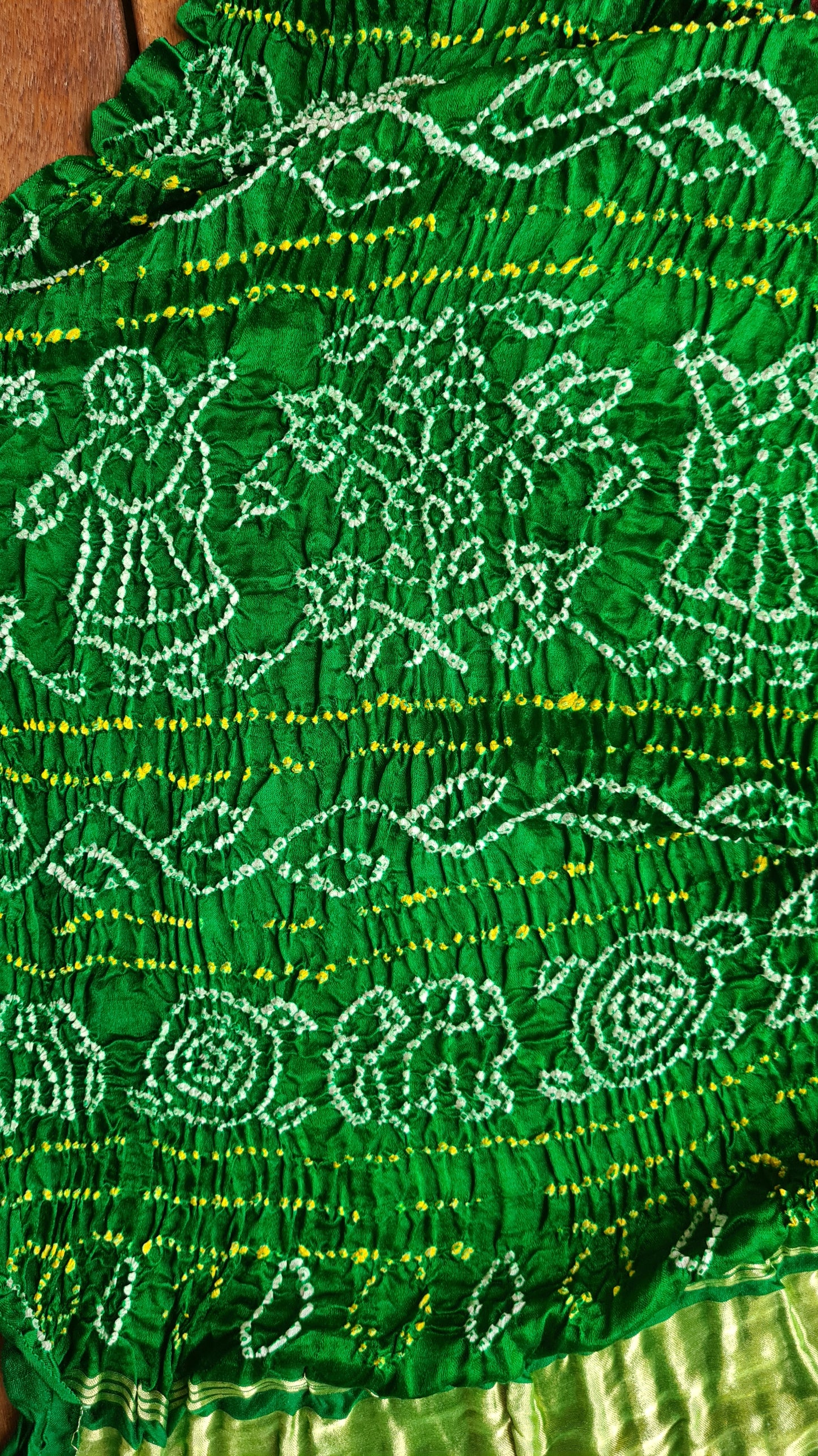 Zynah Pure Gajji Silk Designer Bandhani Saree with Tissue Zari Pallu; Custom Stitched/Ready-made Blouse, Fall, Petticoat; Shipping available USA, Worldwide