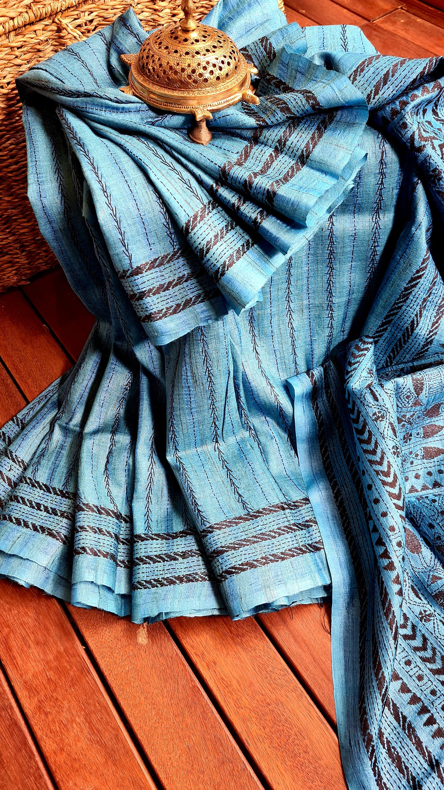 Zynah Handwoven Kantha Silk Saree; Custom Stitched/Ready-made Blouse, Fall, Petticoat; Shipping available USA, Worldwide