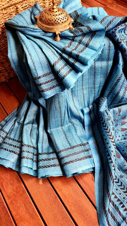 Zynah Handwoven Kantha Silk Saree; Custom Stitched/Ready-made Blouse, Fall, Petticoat; Shipping available USA, Worldwide